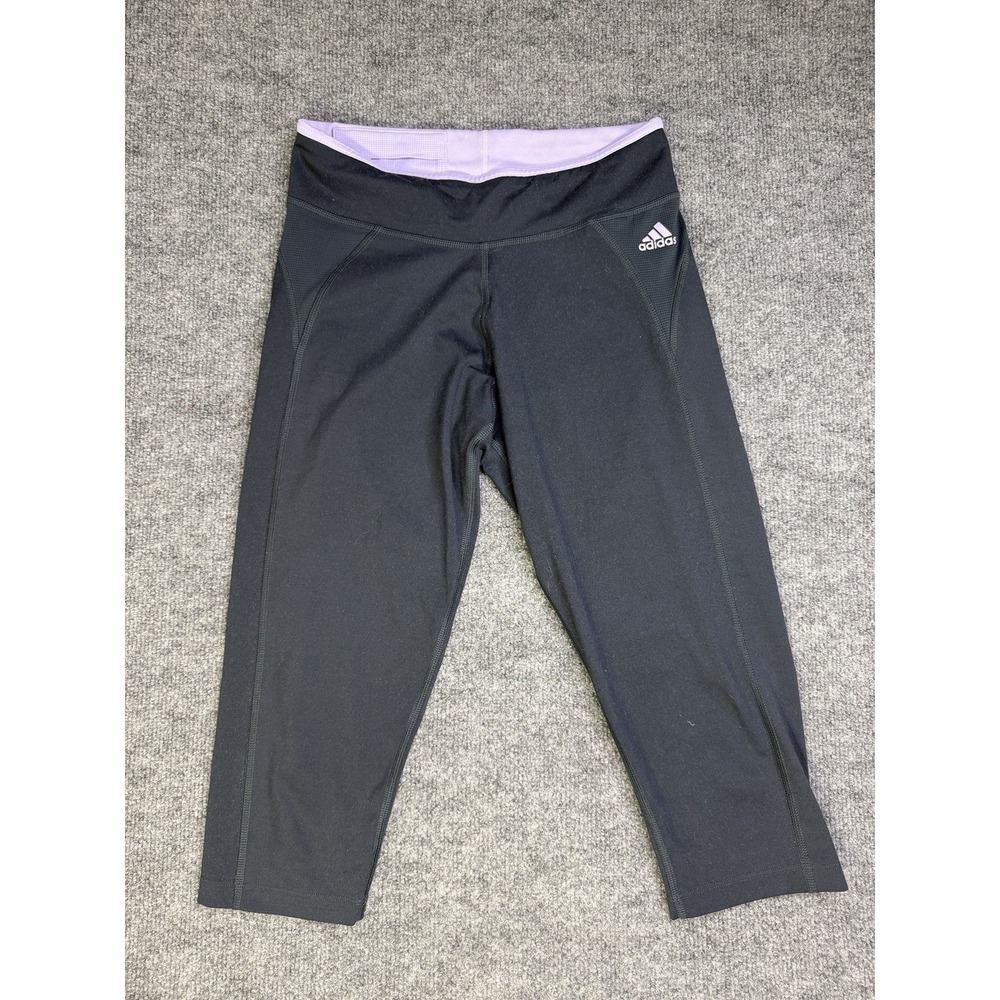 Adidas Climalite Black Lavender Cropped Leggings Womens Athletic Size Small‎
